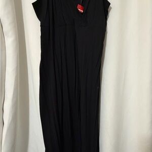 Avenue Black V-Neck Cap Sleeve Maxi Dress